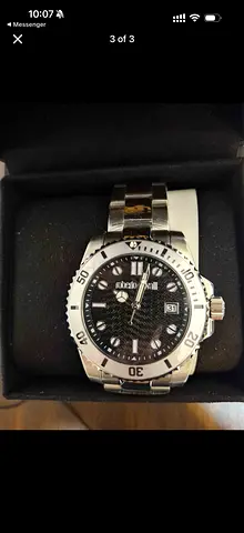 Roberto Cavalli Mens Stainless Steel Analog Watch with Black Dial