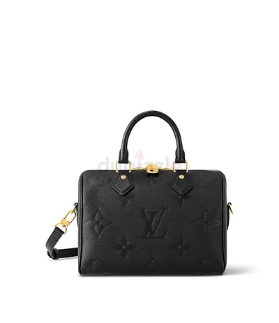 Louis Vuitton Speedy bandoulière 25 Black Monogram Embossed Leather Handbag with Shoulder Strap