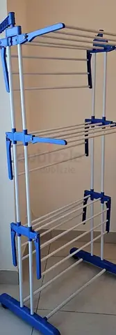 Foldable Multi-tier Clothes Drying Rack - Blue/White, Good Condition