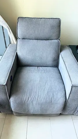Grey fabric sofa (single piece) with power cable - good condition