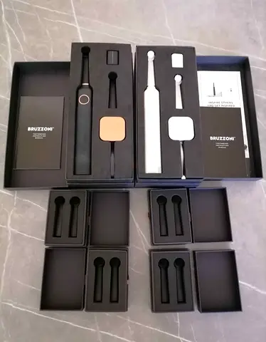 Brand New 2 Complete Sets Toothbrush Fix Price Bruzzoni Italy Wirless Charging Base & Spare Brush