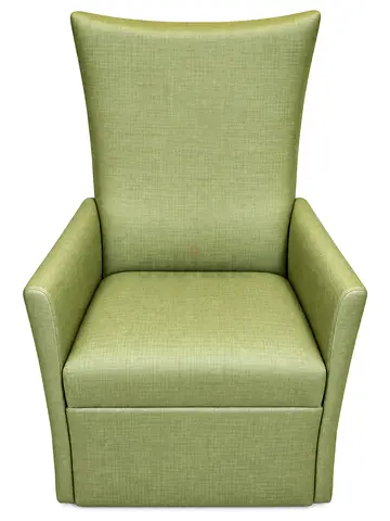 Green upholstered high-back recliner armchair - modern comfortable single swing chair