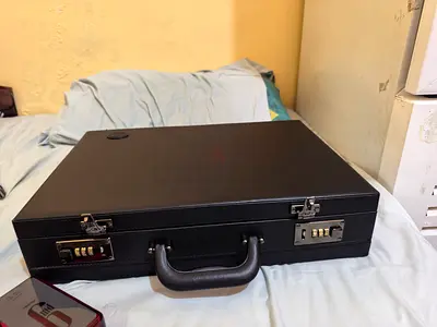 Black Leather Combination Lock Briefcase - Classic Vintage Style