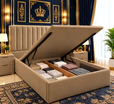New Upholstered hydraulic Storage Bed queen size bed with Hydraulic bed Lift queen bed