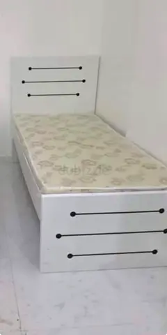 Single white wooden bed frame with mattress - good condition