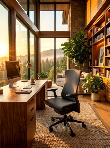 Herman Miller Embody ergonomic office chair featuring gray fabric and adjustable black armrest
