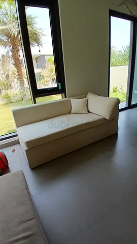 Modern Cream Fabric Sofa Lounger