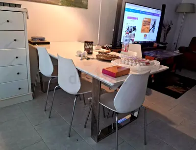 Dining Table with Steel Base - 6 chairs