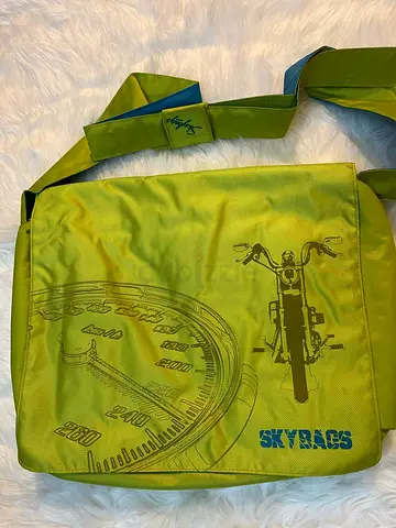 Green Skybags Shoulder Messenger Bag with Bike Graphic