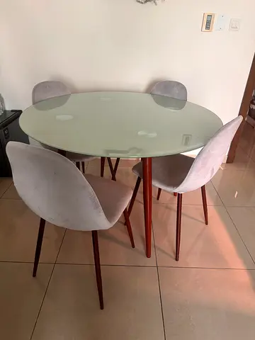 Glass Top Dining Table with 4 Chairs (chairs for free)