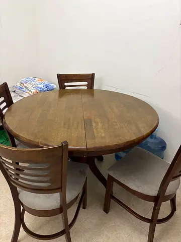 Round Wooden Dining Table with Four Chairs
