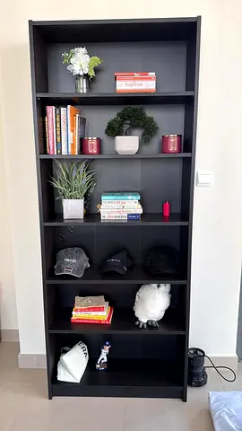 Tall Dark Brown 6-Shelf Bookcase / Display Unit - Fair Condition