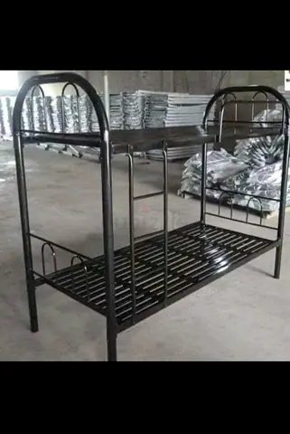 Metal Bunk Bed Frame - Sturdy Black Single Over Single