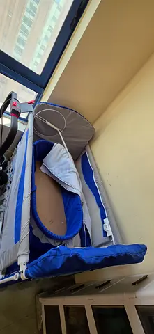 Portable Baby Travel Cot and Bassinet Blue and Grey