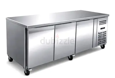 Stainless Steel 3-Door Commercial Refrigerated Prep Table on Wheels