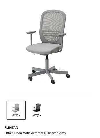 Gray desk chair with adjustable height from ikea