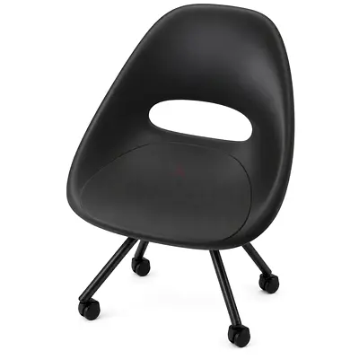 Modern Black Plastic Office Chair on Wheels — Compact Task Chair