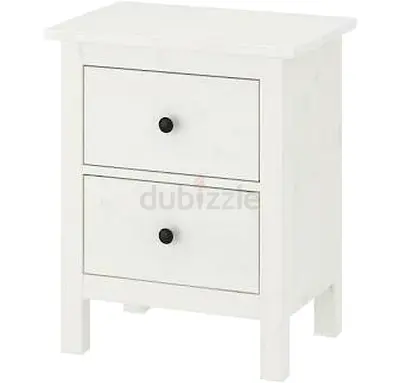 White 2-Drawer Bedside Table / Nightstand - Solid Look