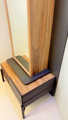 Modern wooden dressing table with mirror - good condition