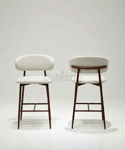 Modern Upholstered Barstool with Brown Metal Base