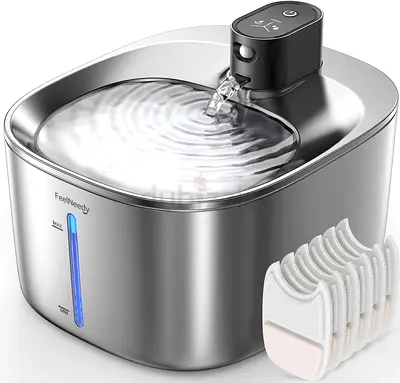 4L Battery Powered Cat Water Silent Fountain with 6 Filters and 12 Sponges