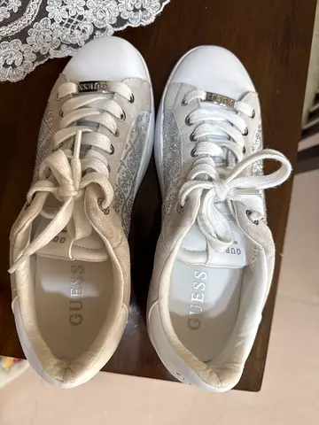 White Guess women's sneakers, size 41 specified, gently used