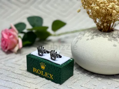 Rolex crown logo cufflinks - stainless steel look