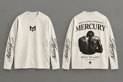 Mercury Long Sleeve Graphic T-Shirt - Light Beige, Size (S-M-L-XL)