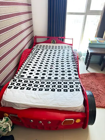 Red Race Car Kids Bed with Mattress - Good Condition