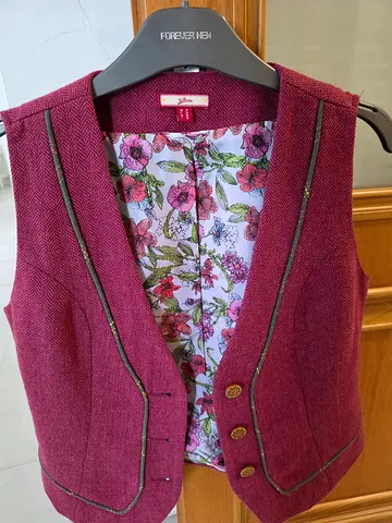 Maroon Women's Tailored Vest with Floral Lining - Size UK 12