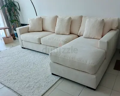 Expensive quality crate and barrel beige color lshape sofa for sale