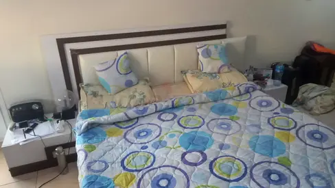 Queen Bed with Headboard and Two Nightstands - Good Condition