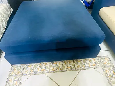 Large Blue Upholstered Ottoman / Footstool - Good Condition