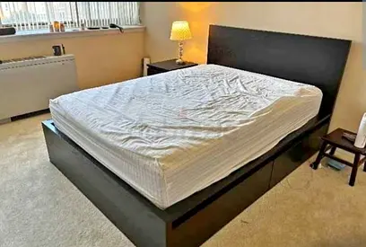 Ikea king size bed with mattress and storage drawers