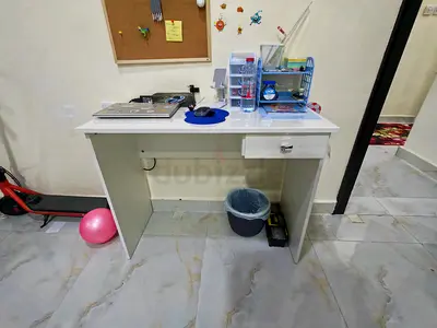 white study desk single drawer - new because it has cover on top free delivery depends on location..