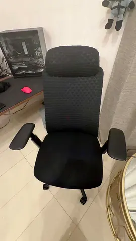 Polar black ergonomic office chair with headrest from workspace®
