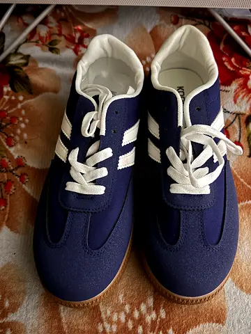 Brand New | Navy Blue Unisex Sneakers with White Stripes | 42 Size