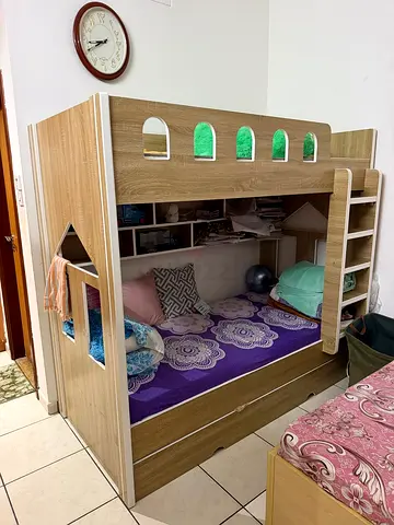 Bunker Wooden Bunk Bed with Storage and mattress - Good Condition