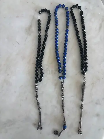 Set of three misbaha/tesbih prayer beads (black and blue) - gently used