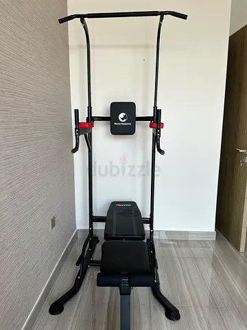 Multi-Function Power Tower with Bench, Barbell, Weight Plates & Aerobic Stepper