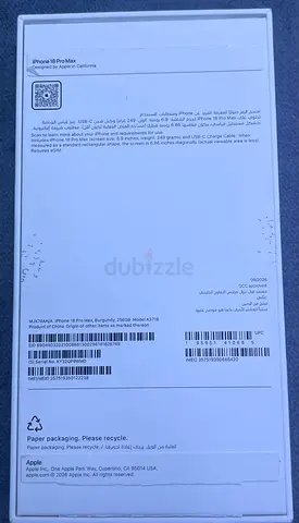 18 PRO MAX 256gb TDRA 🇦🇪 BURGUNDRY