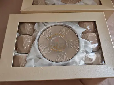 Porcelain Coffee Cup Set in Box — 6 Cups with Tray