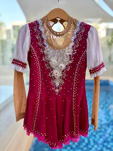 Women's figure skating / performance dress - with crystal embellishments, size 7-8Y