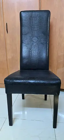 Black Faux Crocodile Pattern Dining 2 Chair