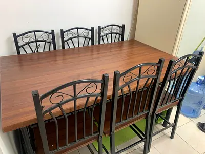 Dining table with six chairs