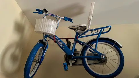 Blue kids cruiser bike with basket and rear rack - Brand New
