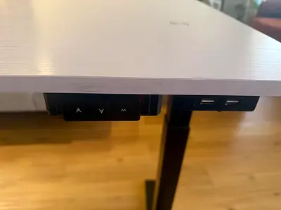 Height-Adjustable Electric Standing Desk with USB Ports (White Top)