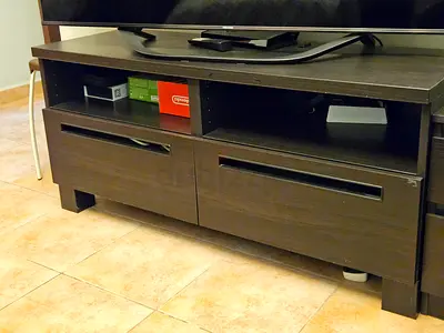 Dark Wood TV Entertainment Unit with Storage Drawers
