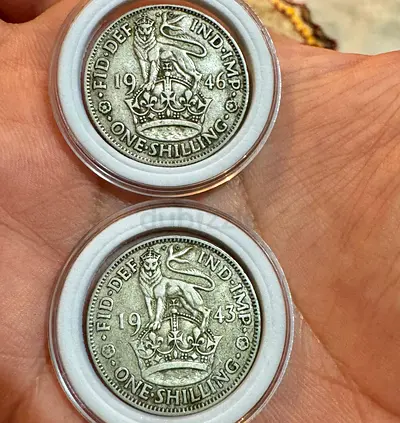 Silver Great Britain Shilling 1943-1946 (old antique coins)
