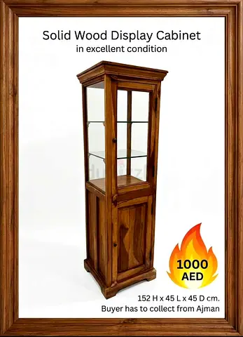 Solid wood glass display cabinet